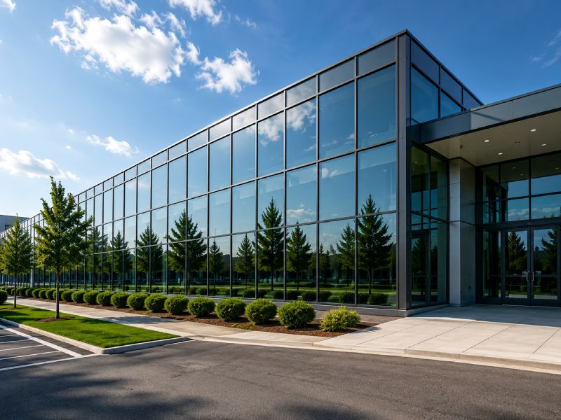 Sparkling clean glass building