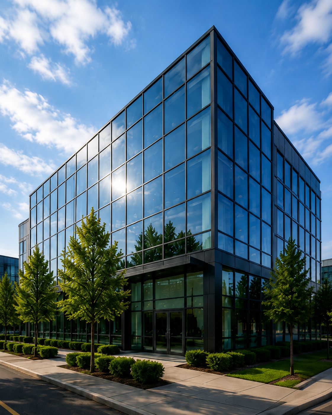 Modern glass office building